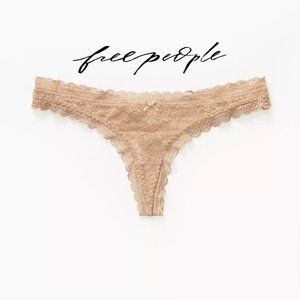 Free People Lace Thong Panties Nude NEW SEALED PKG